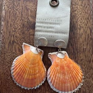 Anthropologie Orange Seashell Earrings NWT
